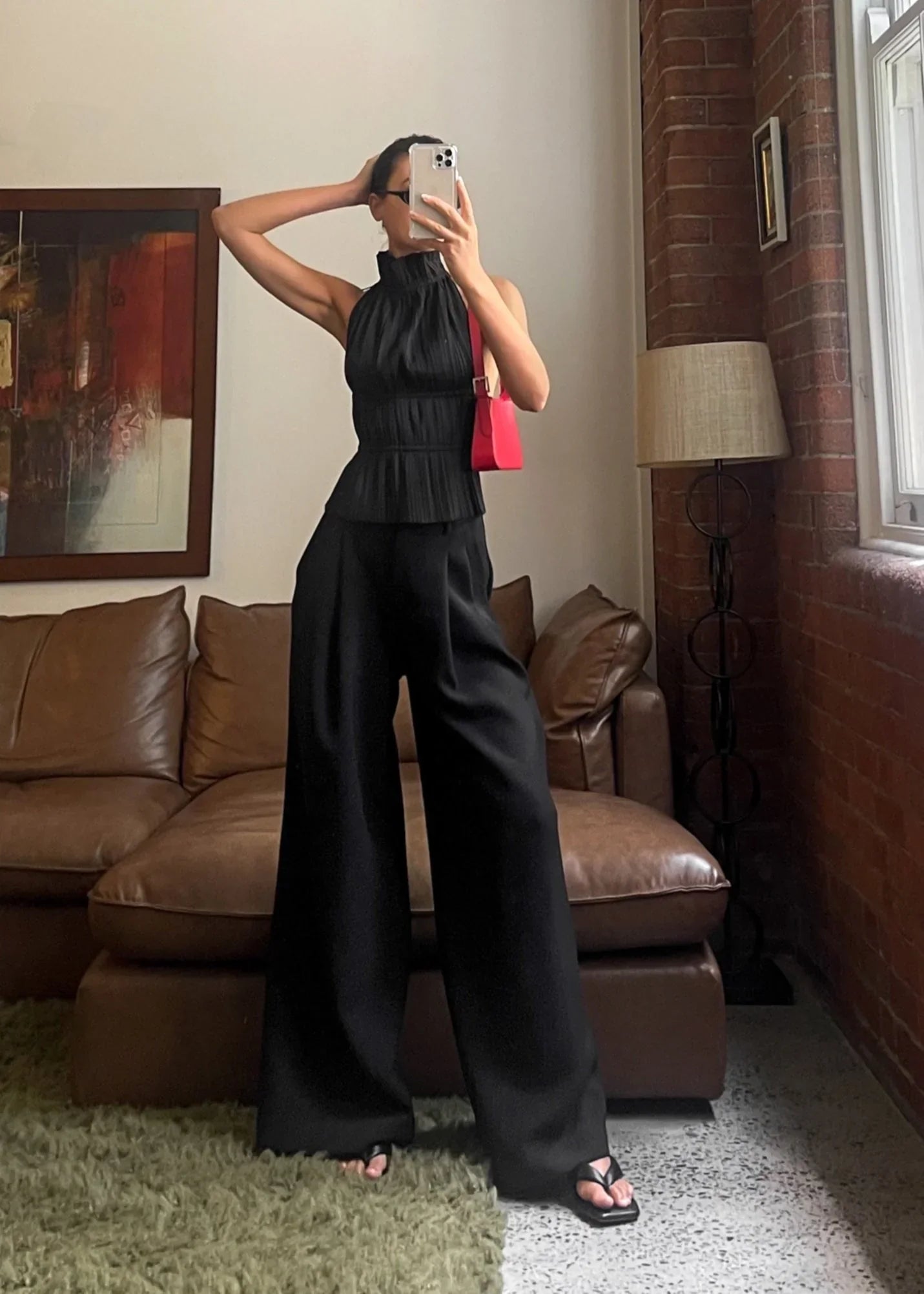 Lauren | Backless Pleated Top