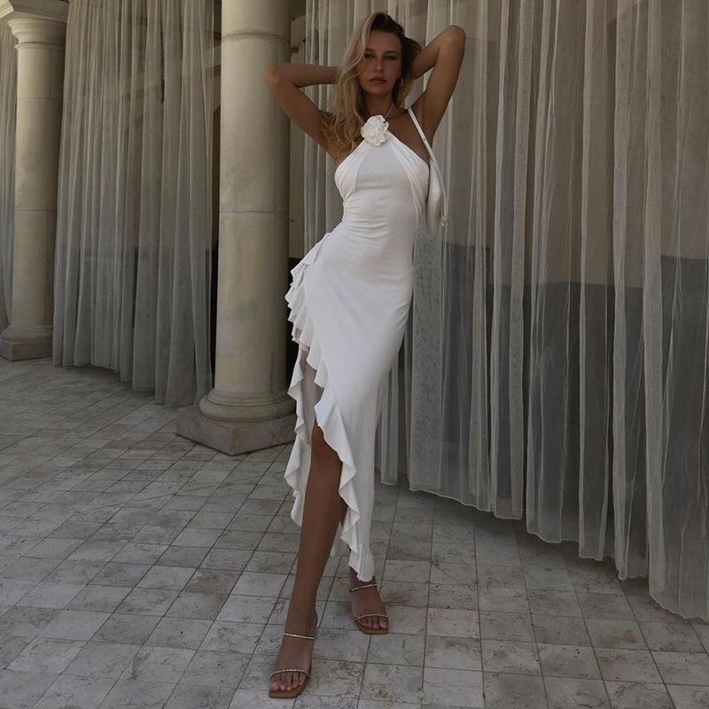 Juliana | Slim Flower Slit Dress