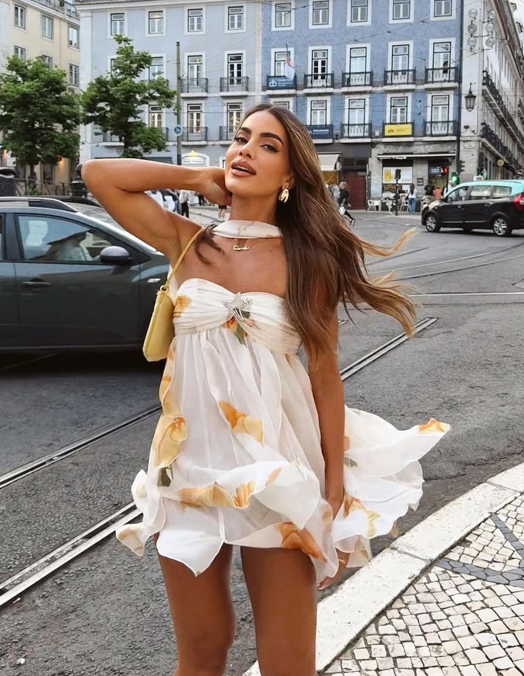 Isabel | Halter Neck Ruffled Printed Mini Dress