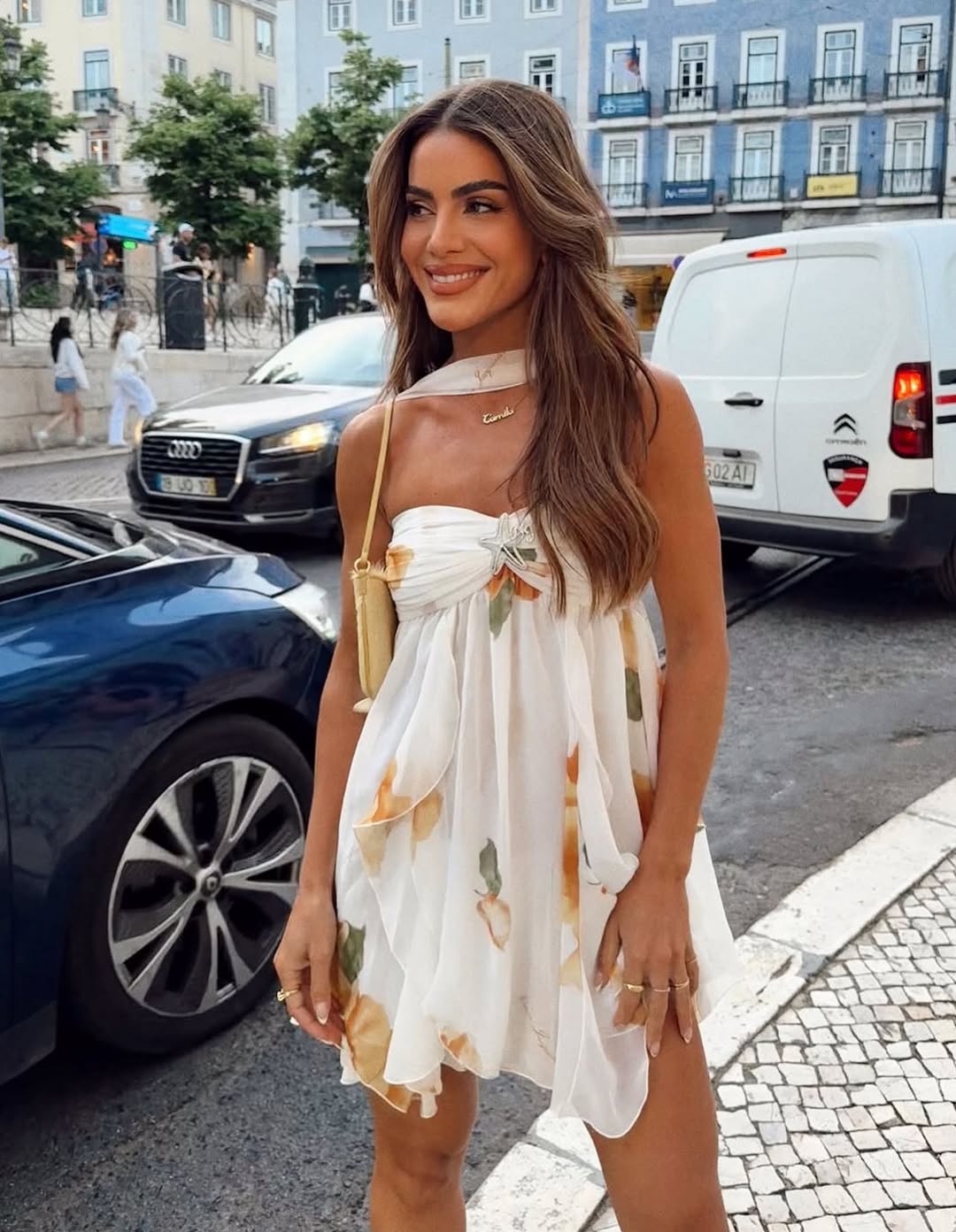 Isabel | Halter Neck Ruffled Printed Mini Dress