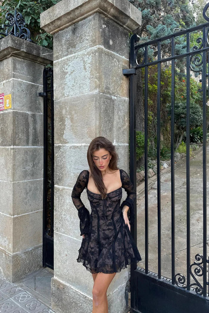 Mabel | Long Sleeved Lace Mini Dress