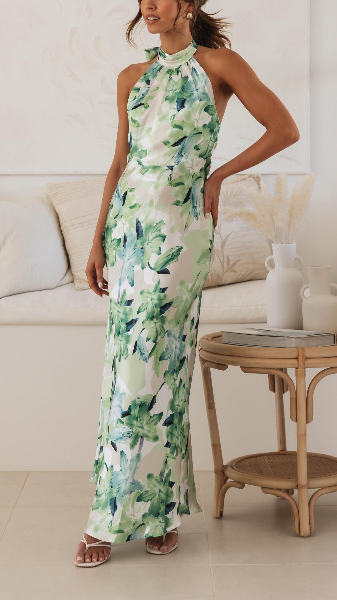 Shannon | Floral Halter Maxi Dress
